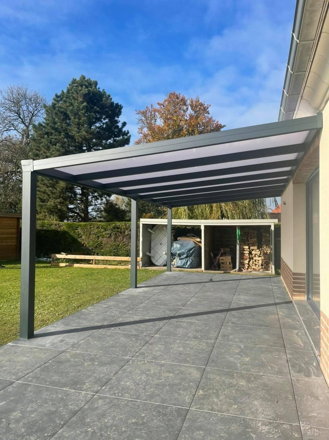 Auvent aluminium 3 poteaux