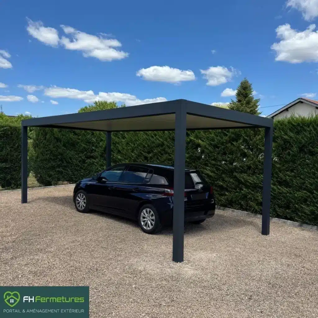 FH Fermetures | Carport aluminium toit plat à La Salle – De la demande en mairie à la pose, on s'occupe de tout